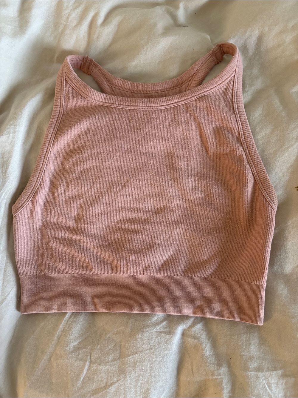 Old Navy Light Pink Ribbed Racerback Crop Tank - Picture 2 of 3